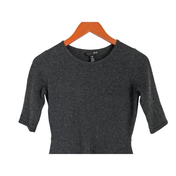 Aqua 100% Cashmere Womens XS Charcoal Gray Asymmetrical Peplum Sweater Top - Picture 2 of 6